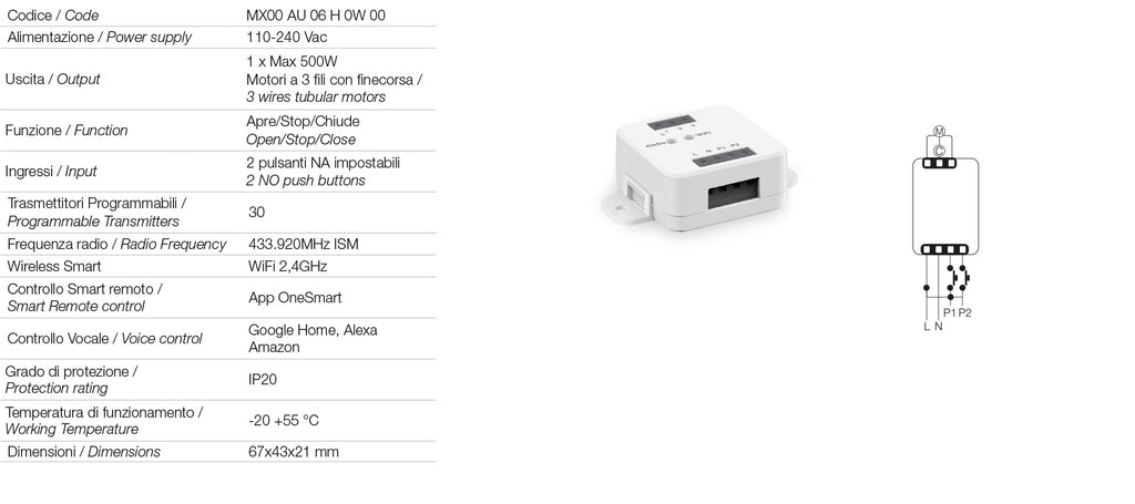 AF 820, řídící jednotka, radio, WiFi, 230V, Comunello